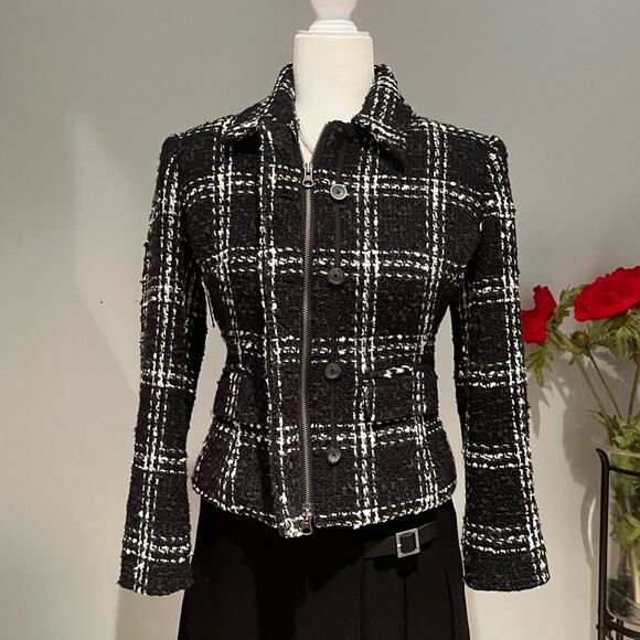 NEW Body Victoria's Secret Wool Windowpane Timeless Classic Plaid Blazer Jacket - Picture 6 of 16
